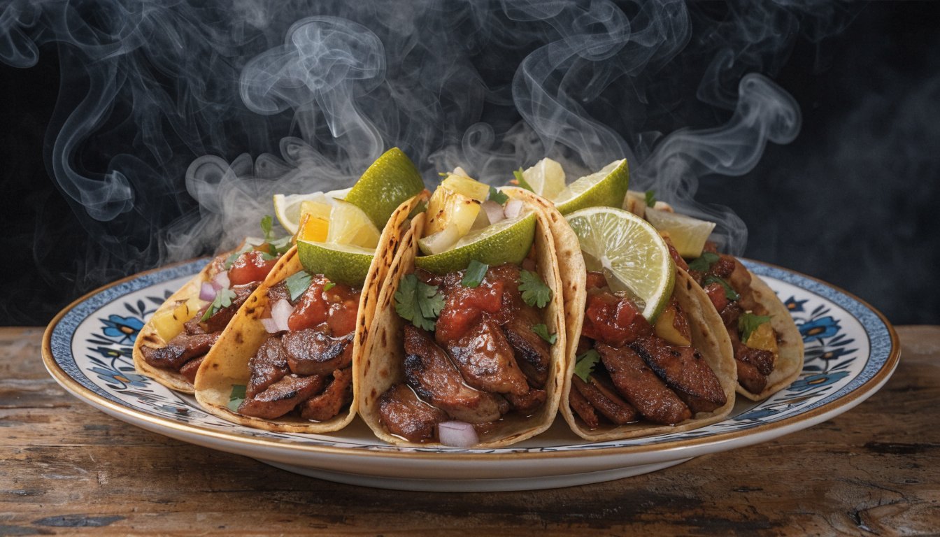 Tacos al pastor auténticos con salsa picante